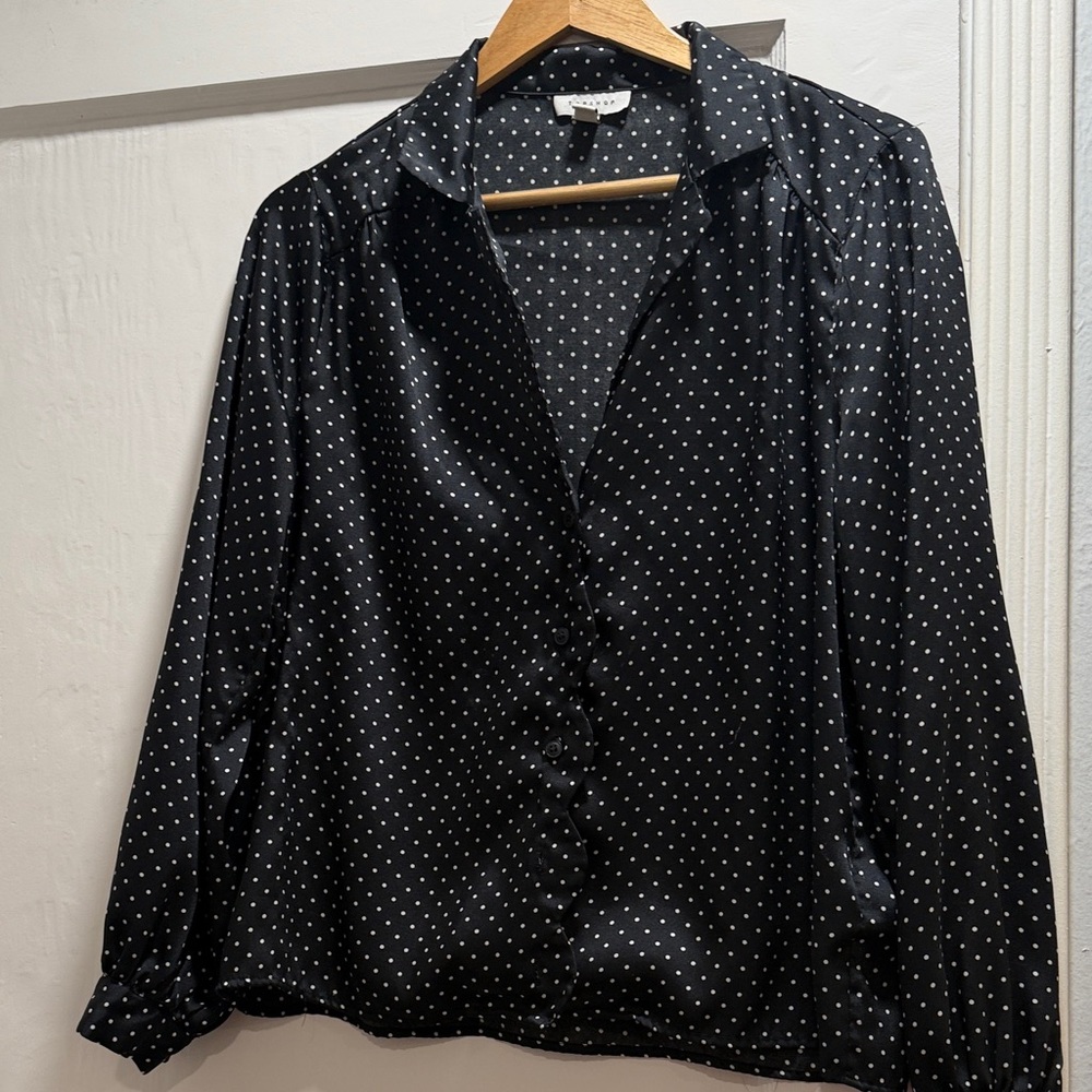 Top Shop Black Polka Dot Blouse